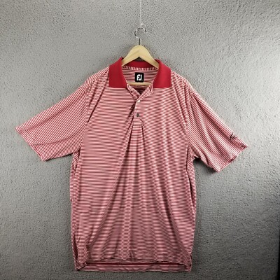 FOOTJOY GOLF POLO SHIRT MEDIUM RED WHITE STRIPED PRODRY PERFORMANCE FIREROCK CC