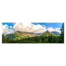 Postereck 4039 Poster Leinwand Panorama, Berge Landschaft Natur Wald Wolken