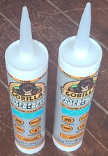 Lot of 2 Gorilla WATERPROOF CAULK  SEAL Clear  Each Bottle: 10 fl oz. 