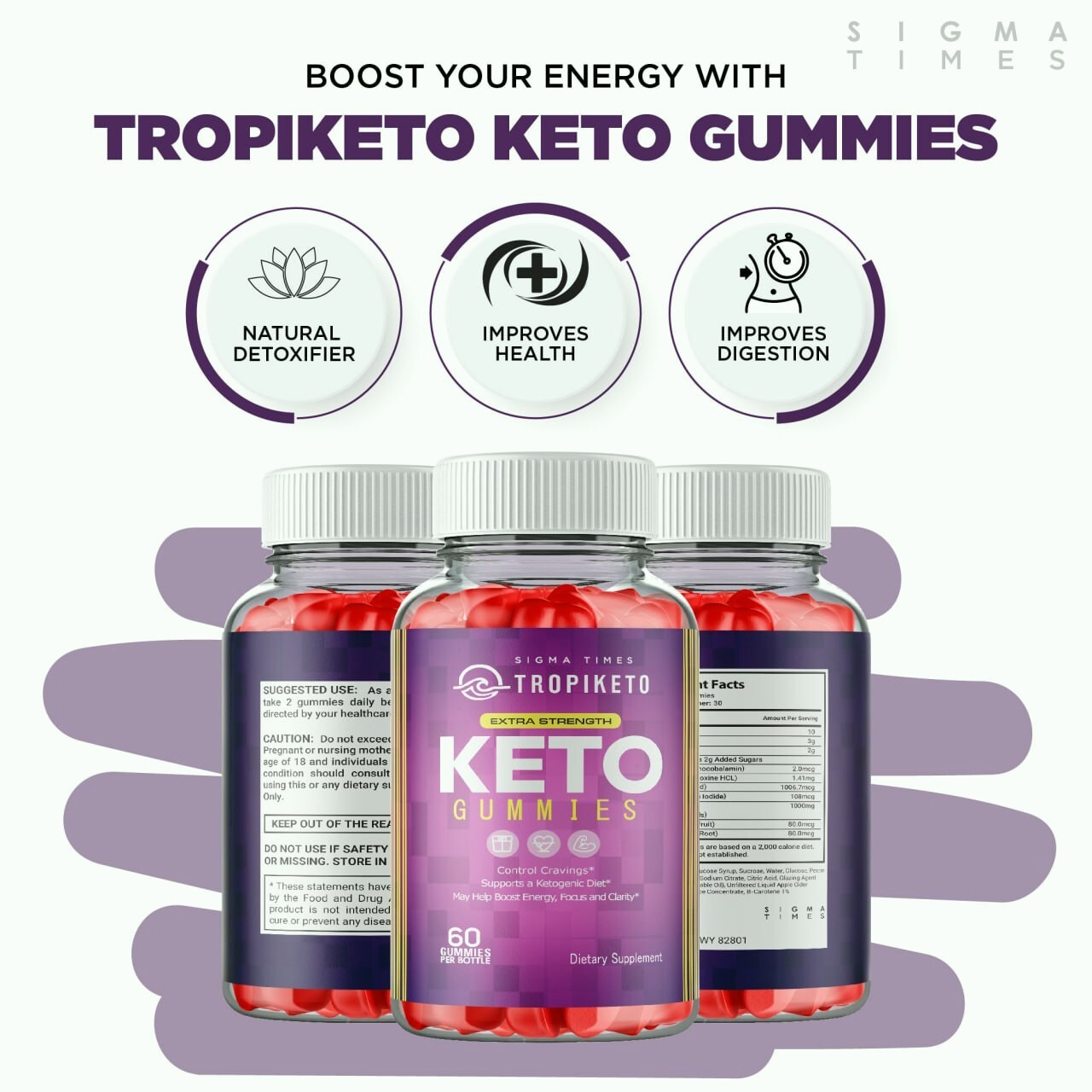 Tropiketo Fat Burning Gummies for Advanced Weight Loss and Energy 60ct