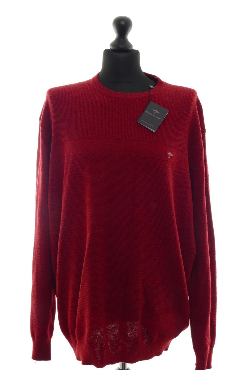 Fynch-Hatton Men's Sweater 3XL Red Dark Red Crew Neck With