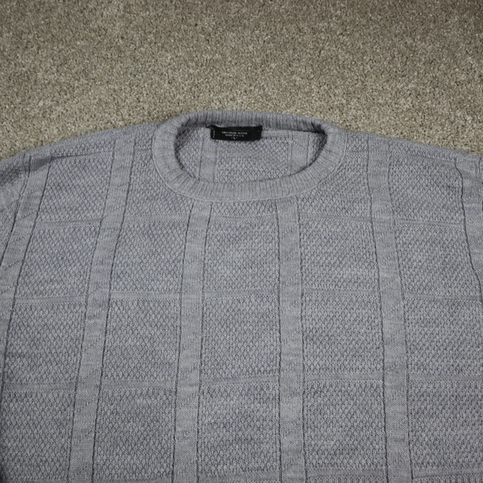 VINTAGE Christian Dior maglione uomo grande grigio Monsieur USA felpa testurizzata