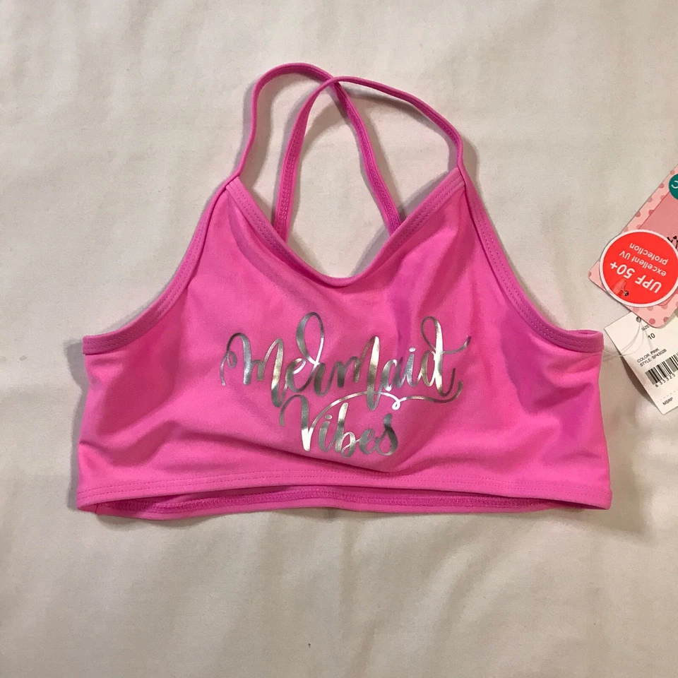 Biquíni Floatimini Meninas Tamanho 10 Rosa Sereia 2 Peças Conjunto UPF 50+ - Imagem 4 de 4