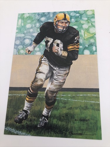 ERNIE STAUTNER UNSIGNED GOAL LINE ART CARD FOOTBALL HOF PITTSBURGH STEELERS  - Picture 1 of 3