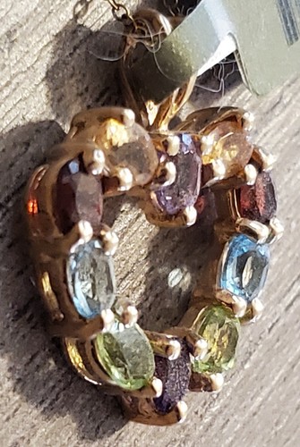 Ciondolo cuore taglio ovale multi pietre preziose in laboratorio oro giallo massiccio 10 kt - Foto 16 di 24