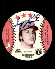 Greg Luzinski Signed 1976 Isaly's Sweet Williams Disc Philadelphia Phillies Auto