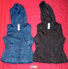 2 PC New York  Company Womens SZ XS Black BLUE Puffer Vest Hooded NEW NWT 