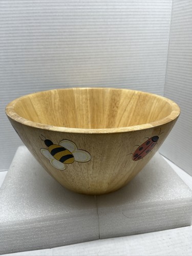 Ciotola in legno Bee Designs Made in Thailand diametro 12" profondità 6" - Foto 1 di 7