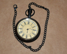 Vintage Maritime Brass Pocket Watch With Chain  Antique Finish Nautical Gift