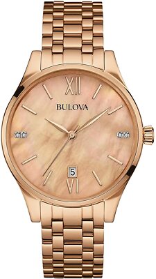 Bulova 97P113 Rose Gold Diamond Accent Quartz Women\'s Wristwatch w/ Original Box Bulova Women main image 2