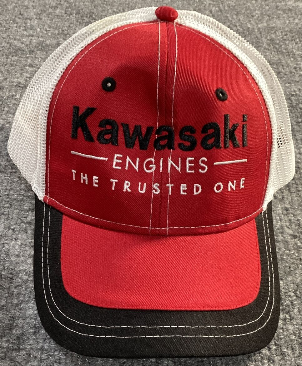 hatページ Kawasaki Engines Hat Cap Mens Mesh Back Red Black Mens Spell Out