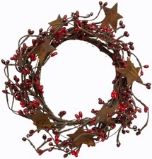 CWI Gifts 4-8" Red & Burgundy Pip Berry Ring w/Rusty Stars