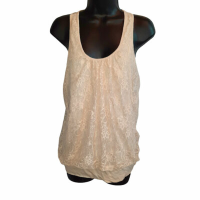 Express Size Small Cream Floral Lace Lined Camisole Tank Blouse