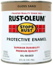 Rust-Oleum 7771-502 STOPS RUST Protective Enamel, Gloss, Sand, 1 qt Can