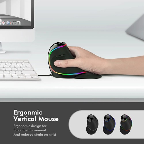 Ergonomics Gaming Mouse 6 Buttons 4000 DPI RGB Wired/Wireless Right Hand Mice - Picture 11 of 24