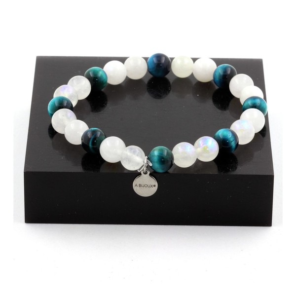 Mineralien Und Edelsteine. Armband Perlen Mondstein + Tigerauge-image