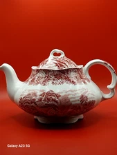 Vintage~Wood & Sons~Red Pattern~Bone China Teapot made in England~Just Wonderful