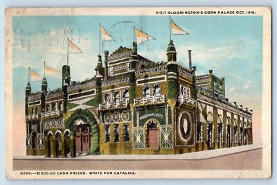 Bloomington Illinois IL Postcard Bloomington Corn Palace Exterior c1916 Vintage