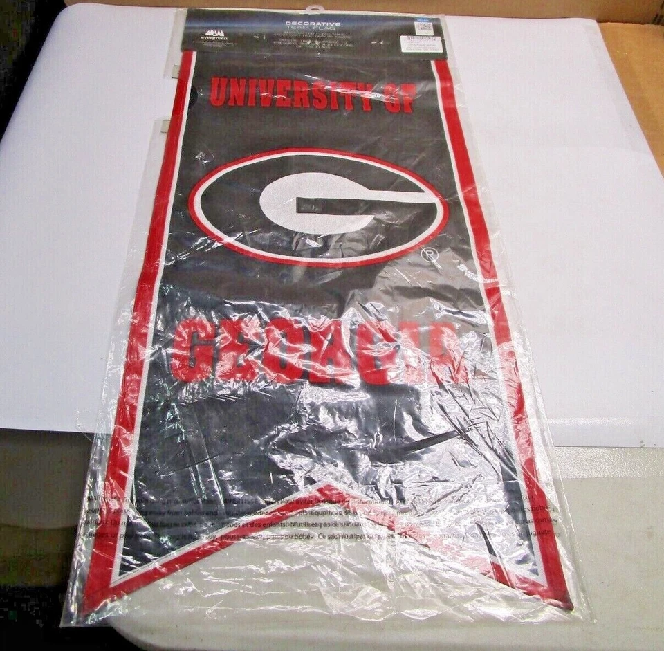 Georgia Bulldogs NCAA Red / Black 2 Sided Decorative Team Flag Banner 28"x12.5"  - Image 2 of 4
