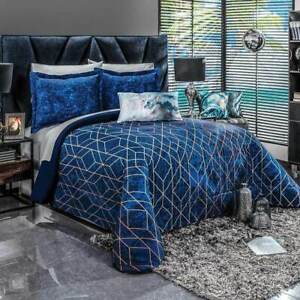 Royal Blue Gold Comforter Sheets Set, Twin Bed Blanket Set