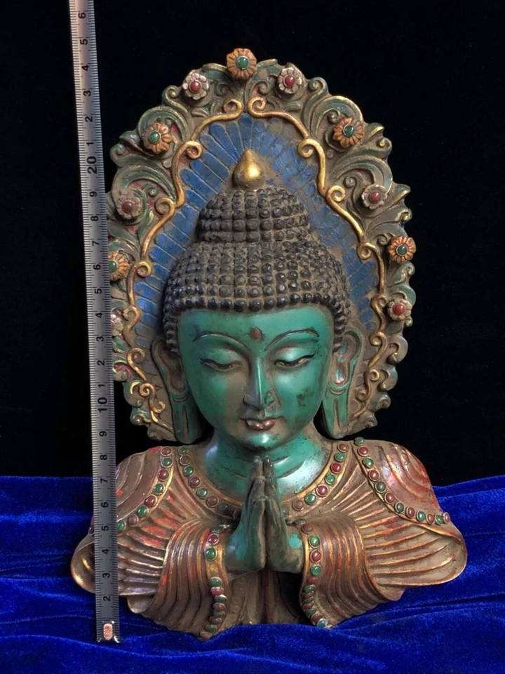 Hueso de yak antiguo chino tallado a mano Buda Sakyamuni Foto 2 de 4