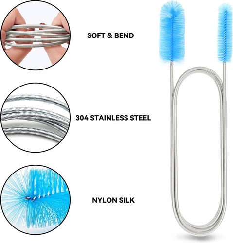 Flexible Drain Brush, 66 Inch Long Double Ended Hose Pipe and 58 Blue - Picture 3 of 8