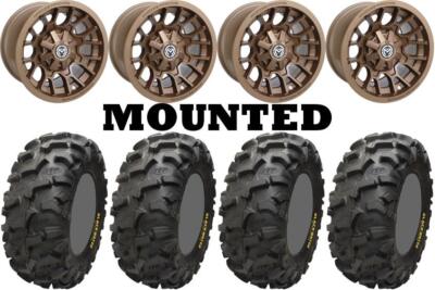 Kit 4 ITP Blackwater Evolution Tires 28x10-12 on Moose 24X Bronze Wheels POL