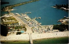 Clearwater Beach Florida Birds Eye View Tropical Marina Chrome Postcard