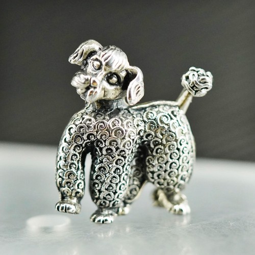 Vintage Beau sterling silver 925 handmade poodle puppy dog brooch