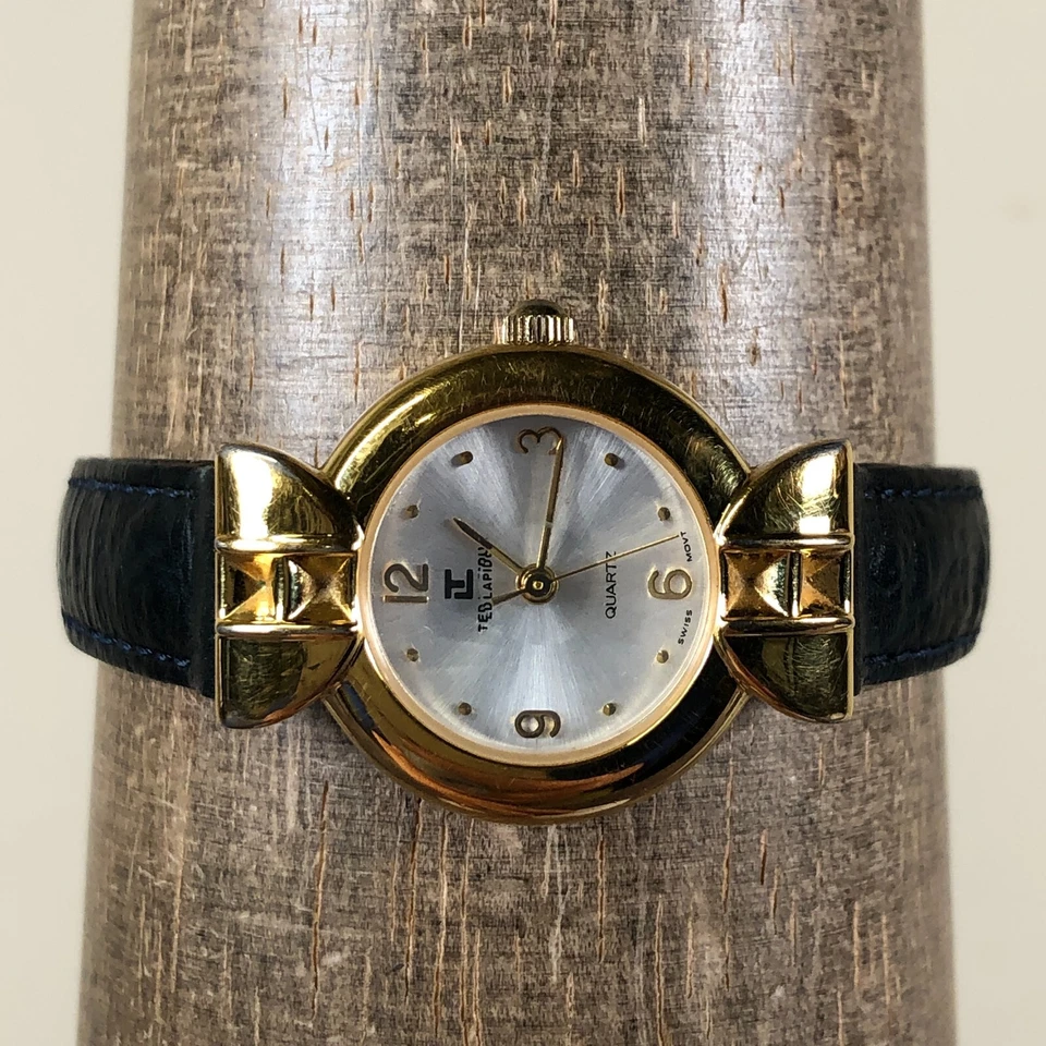 Ted Lapidus女式正装银色表盘24毫米黑色皮革石英表6 1/2 — 第 2/4 张图片