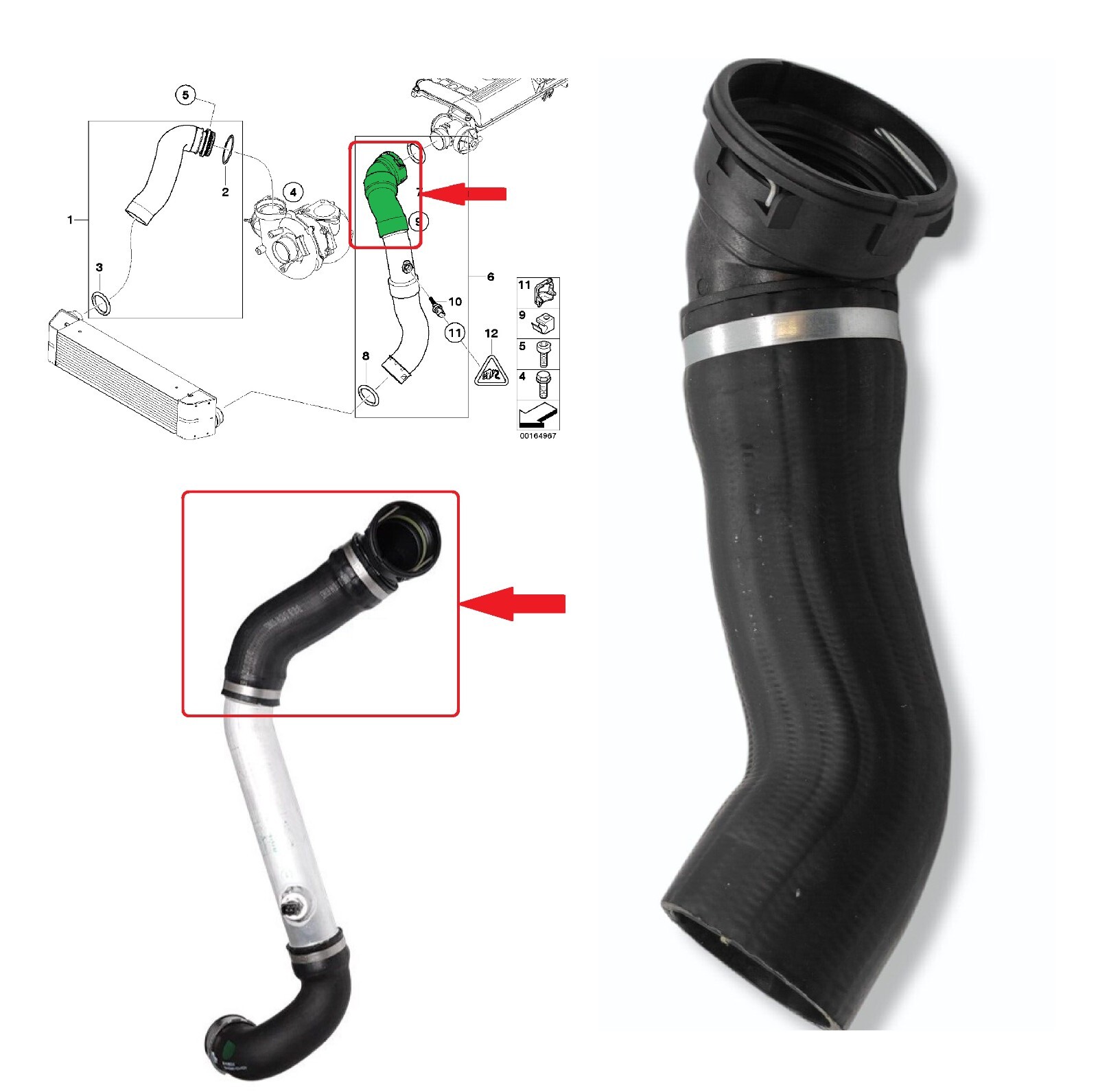 Intercooler Pipe Turbo Hose  Left Upper For Bmw X3 E83 F25 2.0 D 11613450222