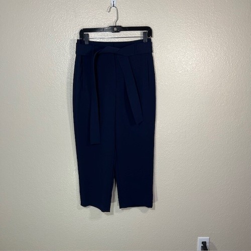 Wilfred Pants Womens 8 Wide Leg Tie Waist Belt Navy Trousers