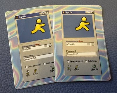 Lot 2 VINTAGE AOL Instant Messenger Windows Advertising Glossy Promo Sticker