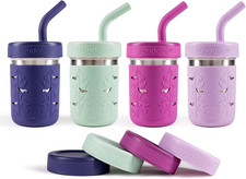   Smoothie Cups for Kids - Stainless Steel Toddler Tumbler with Straw, Sippy Cup