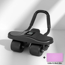 4-Wheel Automatic Rebound Ab Roller Wheel with Elbow Support black and pink
