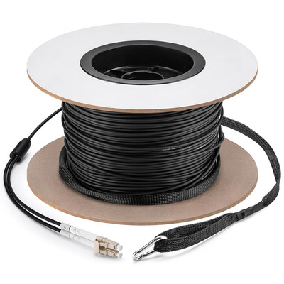 500Ft OM3 LC to LC Outdoor Armored Fiber Optic Cable 10GB Duplex 50/125Um