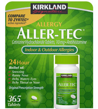 Kirkland Aller Tec 365 Tablets Cetirizine 10mg Allergy Relief 24 Hour