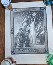 WWI Columbia Gives to Her Son Wounded in Action Certificate 16x21 Named Soldier