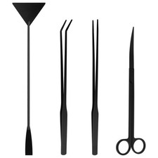 Tifanso Aquarium Aquascape Tools Kit - 4 in 1 Terrarium Decor Standard, Black