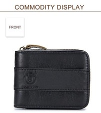 Zippered Coin Purse With Card Slots, Available In Black And Brown, Durable