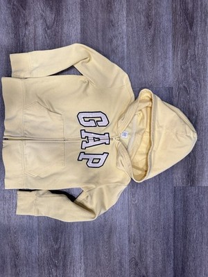 Gap Kids Unisex Yellow Full Zip  Hoodie Long Sleeve Solid Logo Size S (6-7)