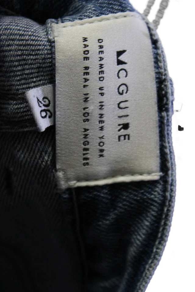 Pantalones de mezclilla McGuire para mujer de algodón con botones y cremallera pierna recta deshilachada azul talla 26 EUR Foto 4 de 4