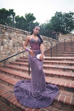 Custom purple prom dress size 2/4 worn once with no damage