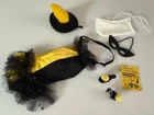 VTG 1963 BARBIE FASHION #944 MASQUERADE DRESS INVITE POM POM SHOES MASK HAT VGC