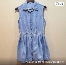 “Guess” Denim Light Blue SummerDress Vintage Snap Down Front Women’s Small