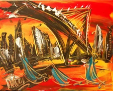 BRIDGE   ABSTRACT ARTWORK DECO canvas painting  Original Oil Painting 5GG