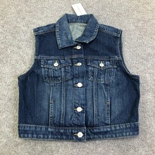 Lucky Brand Denim Vest Womens Small Blue Button Front Collared Classic Trucker