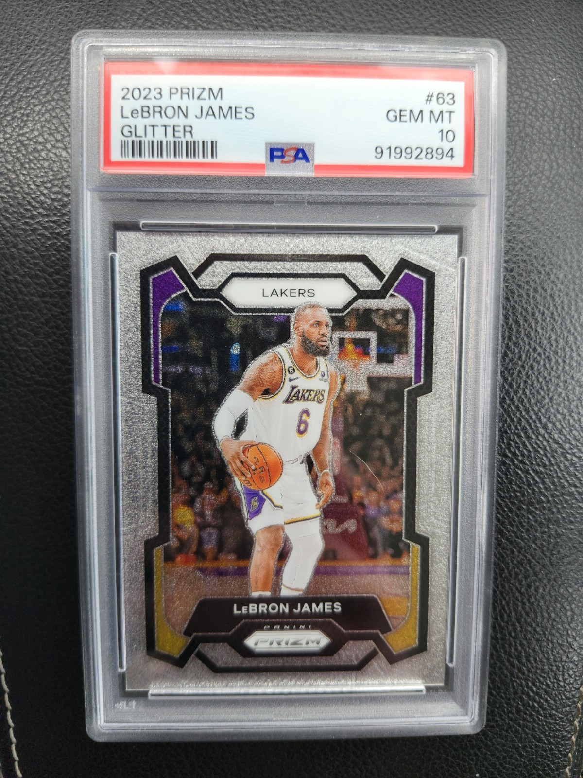 2023-24 Panini Prizm - LeBron James #63 Glitter Prizm Ssp Psa 10. Lakers