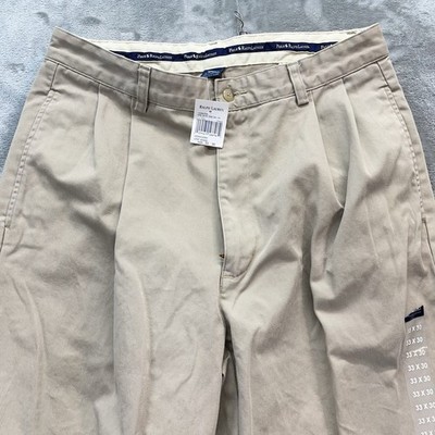 vintage Polo Ralph lauren Pants men 33x28 hammond loose pleated cuffed beige