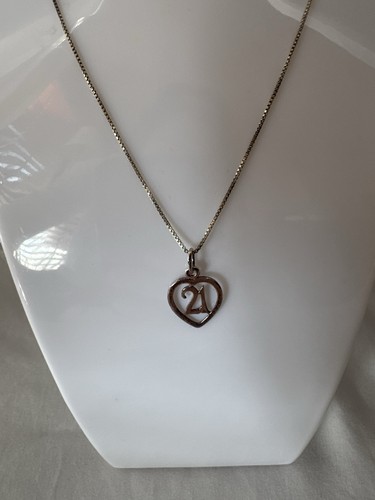 21 Heart Sterling Silver Necklace 925 